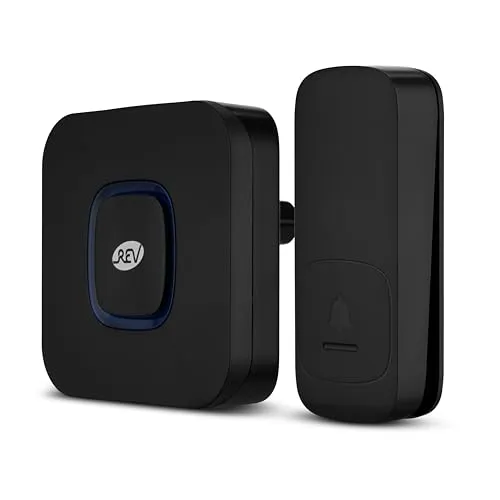REV Funk-Gong Piezo, schwarz 0082900512 - Funk-Türklingel mit 100 m Reichweite, einfache Installation ohne Verdrahtung. Ideal für den Außenbereich mit spritzwassergeschütztem Taster (IP44) und 58 wählbaren Melodien.