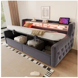 Odikalo Schlafsofa 90x200 mit LED-Beleuchtung und Stauraum