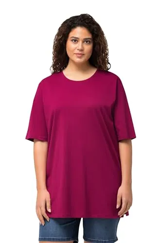 Ulla Popken Damen Basic, Rundhals T-Shirt, Magnolienrot, 50-52