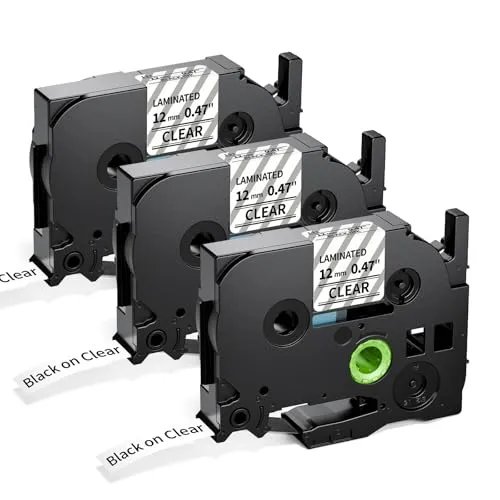 Upwinning TZe-131 TZe 131 12mm Clear kompatibel mit Brother P-touch Bänder Transparent 12mm, Kompatible Brother P touch Schriftband Transparent TZ 131 Durchsichtig für PT H105 H107B H110 1000 1005, 3x