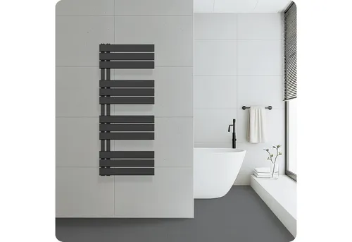 Handtuchheizkörper Paneel 1200x500 schwarz - Eleganter Badheizkörper aus hochwertigem Stahl, sorgt für wohlige Wärme und trockene Handtücher im Badezimmer.
