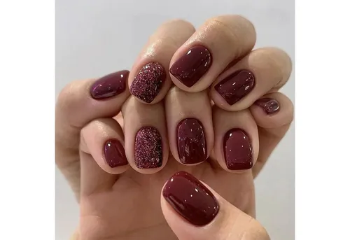 LuxusKollektion Kunstfingernägel 24 Stück Nägel Weinrot Glänzend Kurz Acryl Full Cover Press on Nails