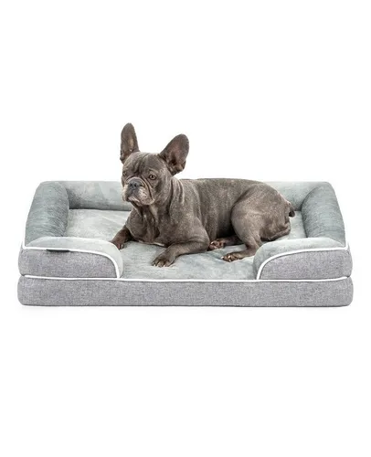 lionto orthopädisches Hundebett mit erhöhtem Rand - Tierbetten mit Memoryfoam für optimalen Komfort, entlastet Gelenke und Wirbelsäule – ideal für ältere oder empfindliche Tiere. Rutschfest und waschbar für einfache Pflege.