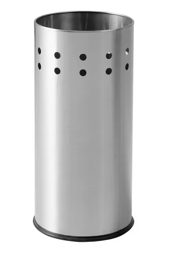 Home4You Schirmständer, Ø 23 x H 50 cm, Silbergrau, Edelstahl gebürstet, für Regenschirme, mit Auffangschale und Löchern