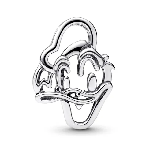 Pandora Kettenanhänger Silber Charm Disney Donald Duck - Kettenanhänger aus der Disney x Pandora Kollektion, aus poliertem 925 Sterlingsilber, detailreich gestalteter Donald Duck, ideal für Disney-Fans und Sammler.