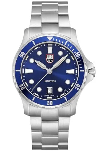 Luminox Herren Analog Uhr XS.0943 mit Edelstahl Armband - Armbanduhren für Herren mit präzisem Schweizer Quarzwerk und 100 Meter Wasserdichtigkeit. Edles Zifferblatt und 8 Luminox Light Technology Röhren für beste Ablesbarkeit und dauerhafte Leuchtkraft.