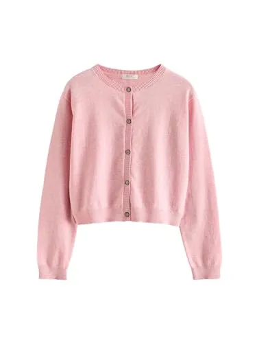 Next Strickjacke mit Knöpfen - Rosa 104 (4J) - Strickjacke für Kinder in zartem Rosa, aus 80 % Baumwolle für angenehmen Tragekomfort, ideal für den Frühling.