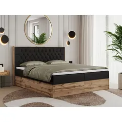 MKS MEBLE Boxspringbett 180x200 mit Bettkasten - Elegantes Polsterbett mit Kopfteil und 7-Zonen Taschenfederkern-Matratze H3, bietet zusätzlichen Stauraum durch integrierte Bettkästen und hohen Schlafkomfort.