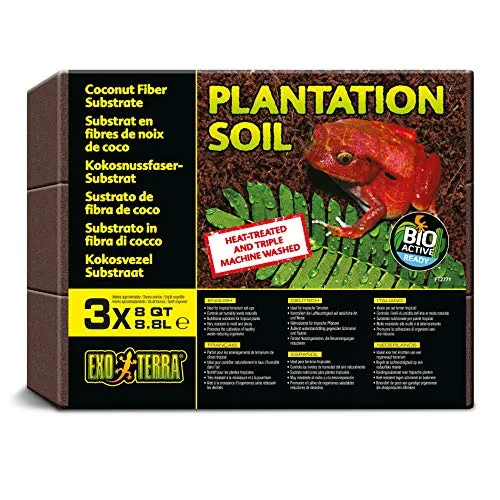 Exo Terra Plantation Soil: 3 x 8,8 Liter, tropisches Terrarium-Substrat, aus gepressten Fasern der Kokosnussschale, 70 g