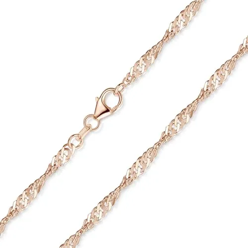 MATERIA Singapurkette Roségold 925 Silber - Elegante Halskette für Damen - Ketten für Damen, edel im gedrehten Singapur-Design aus rosé vergoldetem 925 Sterling Silber - ein echter Eyecatcher mit aufwendiger Doublé-Vergoldung und funkelndem Schimmer.