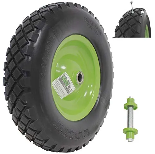 TRUTZHOLM Schubkarren-Rad 4.80/4.00-8 - Grünes Ersatzrad für Schubkarren - Ersatzrad für Schubkarren, robustes PU-Material und ideal für Hofkarren, Futterwagen und Go-Karts.