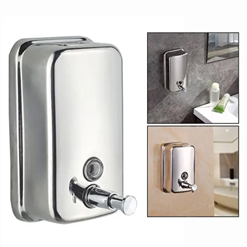 Xrten Seifenspender aus Edelstahl,500ml Wandmontage Seifenspender Küche Manuelle Seifenspender(Silber)