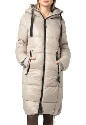 SUBLEVEL Wintermantel Langer Damen Steppmantel mit großer Kapuze - Stylischer Damen-Steppmantel von Sublevel mit großer Kapuze. Ideal für kalte Tage, bietet er Wärme und ein modernes Design – perfekt für Stadtbummel oder winterliche Spaziergänge.