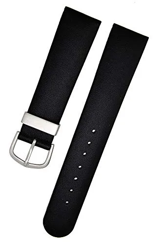 Uhrenarmband Kalbleder schwarz 18mm ohne Naht Dornschließe NEU 11005