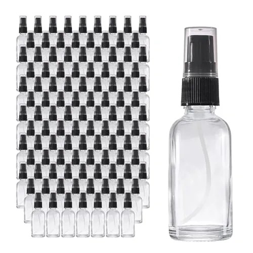 Oputec 143 x 30 ml Reise-Pumpspender Pumpflaschen aus Klarglas: Großpackung kleine Mini Flaschen Cremespender Lotionspender zum Befüllen