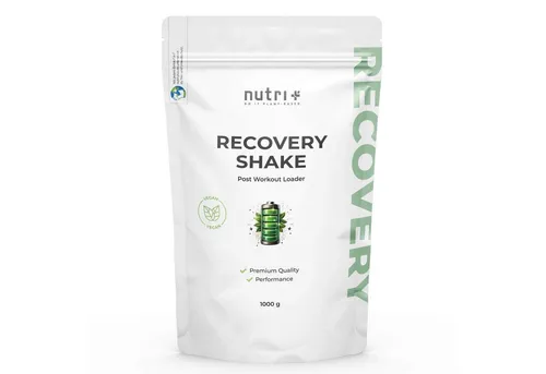 nutri+ V-Loader Recovery - Post-Workout Shake Pulver - Sportnahrung, vegan und reich an Aminosäuren für optimale Regeneration nach dem Training, erhältlich in zwei erfrischenden Geschmacksrichtungen.