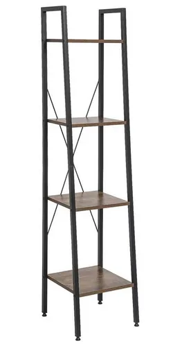 EUGAD Standregal im industriellen Stil, 4 Ablagen, MDF & Metall, 34x35x148cm, Vintage Schwarz/Braun