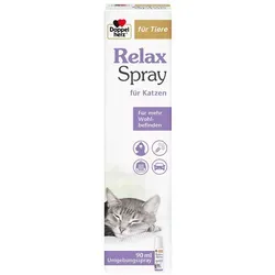 Doppelherz für Tiere Relaxspray für Katzen - Tiergesundheit: Beruhigungsspray mit synthetischen Pheromonen und Baldrian für eine entspannte Atmosphäre bei Katzen in stressigen Situationen.