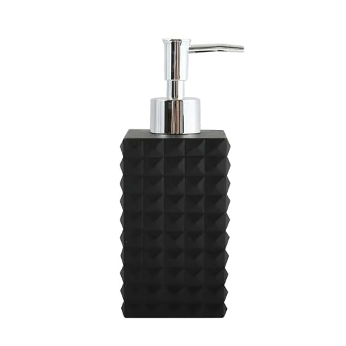 MSV Seifenspender Kubik | mit Pumpe | Flüssigseifen-Spender | Polyresin | 300ml | Langliebig und Robust | Schwarz