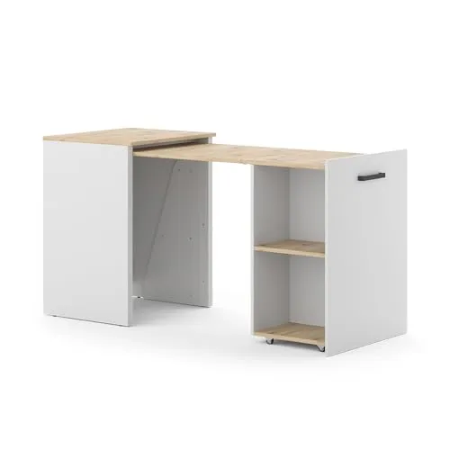 Vicco Schreibtisch Adam Greige Eiche 60 x 150,2 cm - Kinderschreibtische - Stylischer Computertisch mit Regal, ideal für Kinderzimmer und Home Office, bietet viel Platz für Laptop und Bücher.