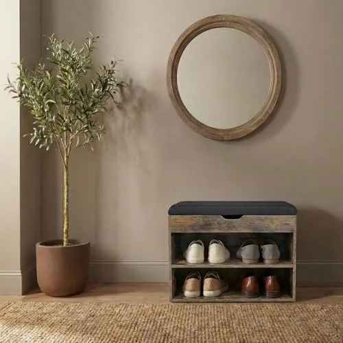 BOXIMO Schuhschrank VAULT mit Sitzfläche, 60 x 30 x 47 cm, dunkelbraun