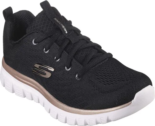 Skechers Schuhe Connected, 12615BKGD - Sneaker für Damen mit Memory Foam, ideal für Fitness und Alltag. Bequeme Passform und modernes Design in Schwarz mit Goldakzenten.