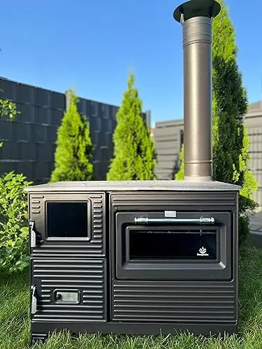 Homeparadise Outdoor-Küchenofen Kuzine Soba - Grill und Gartenküche in einem, mit großer Kochfläche aus Gusseisen und robustem Korpus für vielseitiges Kochen im Freien.