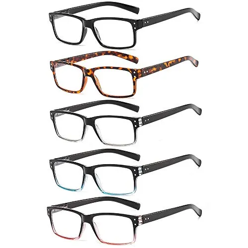 Suertree Lesebrille 5 Pack Brillen Scharnier Lesebrillen Sehhilfe Augenoptik Brille Lesehilfe für Damen Herren 2.5x