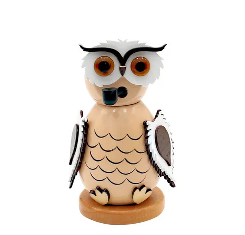 Dekohelden24 Räuchermännchen Holz-Räucherfigur Eule, Räucherfunktion für Räucherkerzen
