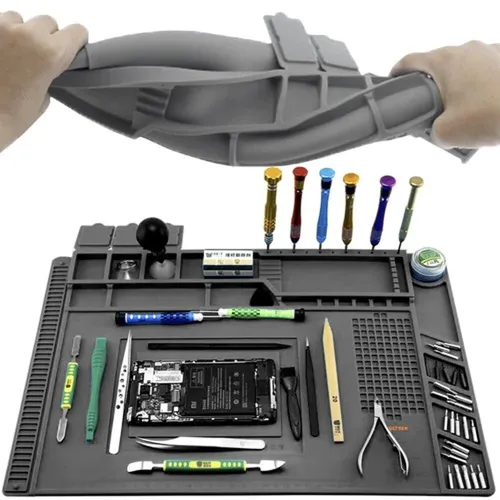 Hitzebeständige Magnetische Reperatur & Lötmatte Silikon 30x45 Grau