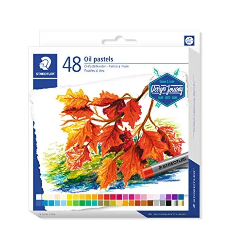 STAEDTLER 2420 C48 Ölpastellkreiden (wasserfest, haftet auf nahezu allen glatten Flächen, Kreidendurchmesser ca. 11 mm) Kartonetui mit 48 brillanten Farben
