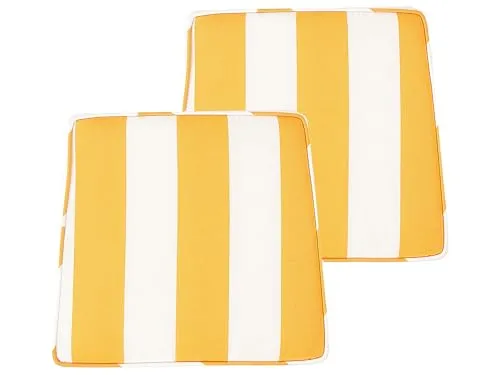 Outdoor Sitzkissen 2er Set Terni, Streifenmuster Gelb/Weiß in gelb von Beliani