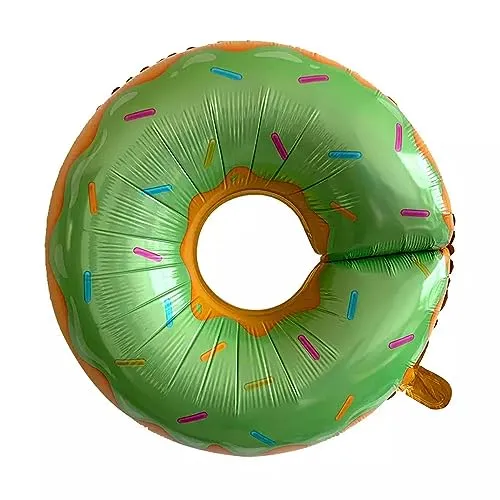 Folienballon Motiv Food, Donut grün, ca. 75 x 70 cm - Party Luftballon Deko Dekoration JGA Helium Heliumballon XXL Ballon Geburtstag Essen Süßigkeit Fast Food Imbiss Hochzeit Eis