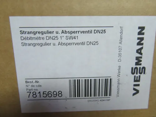 VIESSMANN 7815698 Strangregulier u. Absperrventil DN25 Neu OVP