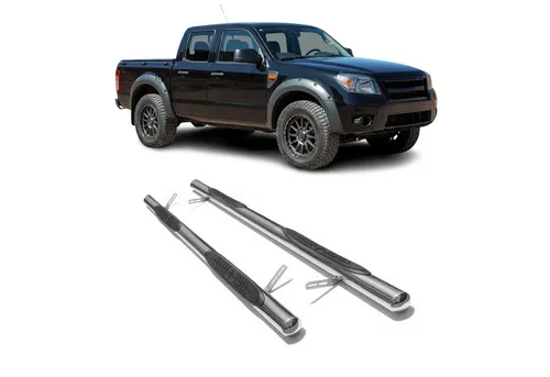 OMAC Kfz-Schmutzfänger Edelstahl für Ford Ranger Double Cab 2007-2012 - 2-teiliges, rutschfestes Set aus rostfreiem Edelstahl für optimalen Schutz und Aerodynamik. Ideal für den täglichen Einsatz und perfekt auf Ford Ranger PK 2006-2012 abgestimmt.