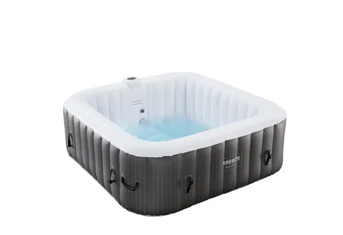 Arebos Whirlpool Aufblasbar, Innen- und Außenbereich, 185 x 185 cm, 6 Personen, (Set, Aufblasbar,komplett mit Zubehör), LED-Display
