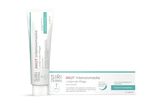 SIRIDERMA AKUT Intensivmaske | Akutpflege mit Zink für sehr trockene oder gereizte Haut | Bei Neurodermitis, Psoriasis (ohne Parfum, 150 ml)