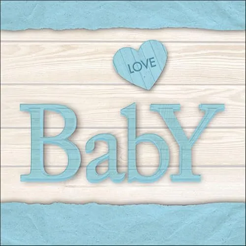 Servietten Baby auf Holz blau | Geburt | Babyparty | Taufe | Tischdeko | Decoupage | Serviettentechnik 33x33cm 20