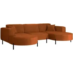 Kaiser Möbel Ecksofa Modena U Rein Stoff Noel Orange in orange von Kaiser Möbel