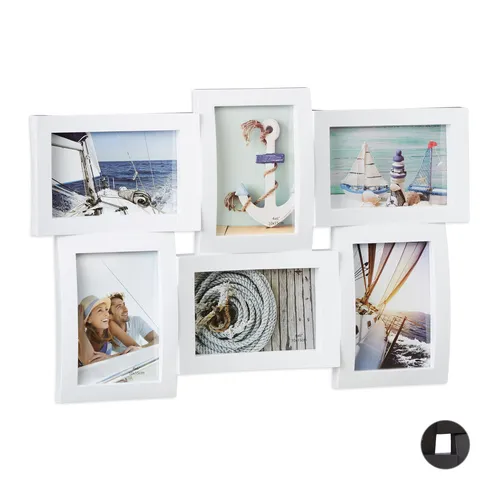 Bilderrahmen Collage für 6 Fotos - Maritimer Bilderrahmen für 6 Bilder, ideal zum Präsentieren von Erinnerungen mit Familie und Freunden. Stilvolles Design in verschiedenen Farben, perfekt für jeden Raum.