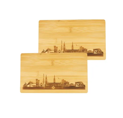 Hamburger SV Frühstücksbrettchen Skyline 2er-Set in blau von VertriebsArena GmbH