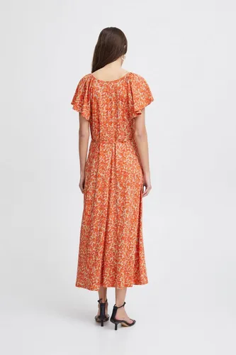 Ichi Maxikleid IHAYA DR4 - Luftiges Midi-Kleid mit Blumenmuster - Kleider - Luftiges Midi-Kleid aus 97% Viskose, ideal für warme Tage mit lässigem Stil und floralem Design.