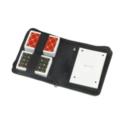 Weible Spielkarten Doppelbl in Etui 246804 - Standard Spielkarten, 2 Sets je 52 Karten + 2 Joker, ideal für Poker und Spieleabende, inklusive Block und Stift im praktischen Etui mit Reißverschluss.