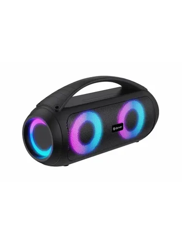 Denver BTG-616 Bluetooth Lautsprecher Schwarz - Tragbare Party Lautsprecher mit kraftvollem Sound und stylischen LED-Lichteffekten. Genießen Sie bis zu 4 Stunden Musik mit dem wiederaufladbaren Akku und der spritzwassergeschützten Bauweise.
