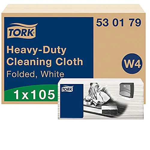 Tork Extra Starke Reinigungstücher Weiß W4, 1 × 105 Tücher - Kommerzielle Einmaltücher, ideal zur Entfernung von Öl-, Fett- und Wasserflecken, langlebig und wiederverwendbar – sparen Sie Kosten und schonen Sie die Umwelt mit exelCLEAN-Technologie.