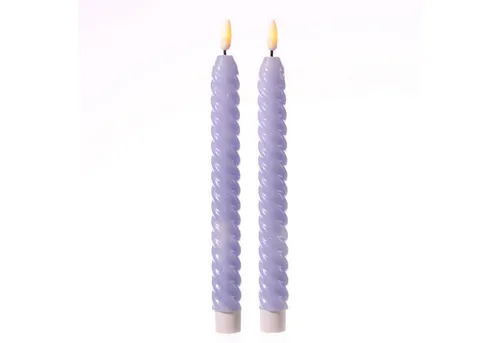 MARELIDA LED-Kerze LED Stabkerzen Twist Tafelkerzen gedreht Echtwachs 25cm flieder 2St (2-tlg)