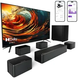 ULTIMEA Poseidon D80 7.1 Dolby Atmos Soundbar - Surround-System mit 3D-Sound: Erlebe immersiven Klang durch Dolby Atmos und 8 Hochleistungs-Treiber, inklusive kabellosem Subwoofer für ein fesselndes Heimkinoerlebnis.