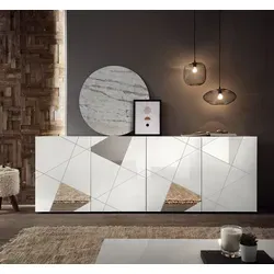 Produktbild INOSIGN Sideboard Vittoria, 241 cm, Weiss Hochglanz mit Siebdruck und Spiegelfront
