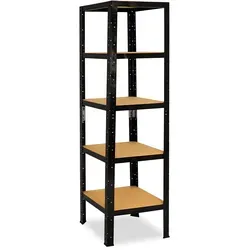 shelfplaza BLACK Schwerlastregal 230x45x45 cm – 5 Böden, 175 kg Traglast - Praktisches Schwerlastregal in Schwarz, ideal für Garage, Keller oder Büro. Mit 5 stabilen Böden und einfacher Montage ohne Schrauben bietet es vielseitigen Stauraum und höchste Flexibilität.
