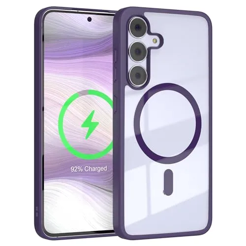 EAZY CASE Hülle für Galaxy S25 FE kompatibel mit Qi Charging Ultra Aufprallschutz Stoßfest und Kratzfest dünne Schutzhülle mit Kameraschutz Silikon Cover Clear Hybrid Case Lila - Qi Charging